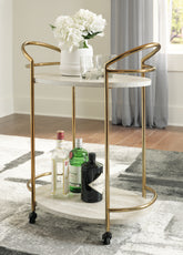 Bay Furniture Gallery - Ashley Furniture - Tarica Bar Cart - Bar Cart / Cream/Gold Finish - A4000502